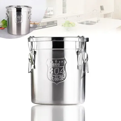 Produktbild von Edelstahl Kücheneimer 12L Getreidebehälter Mehlbehälter Eimer mit Deckel Vorratsdose Kaffee kanister Metalldos