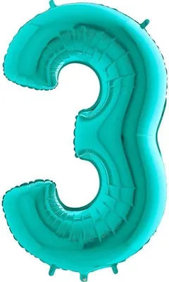 Produktbild von Riesenzahl Folienballon 40"/102cm | Tiffany-Türkis Zahl: 3