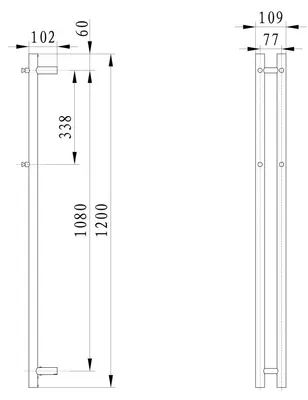 Zdjęcie produktu dla Sapho PAPINADO Elektryczny suszarka do rąk, 109 x 1200 mm, 40 W, czarny matowy