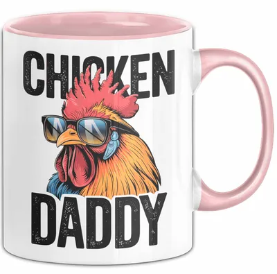 Produktbild von Huhn Tier Bauer Tasse Becher Geschenk Lustige Geschenkidee Spruch Hühnerpapa (Rosa)