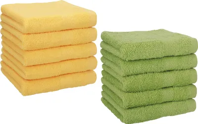 Produktbild von Betz 10 Stück Seiftücher 30x30 cm PREMIUM 100% Baumwolle  Farbe: honiggelb und avocadogrün