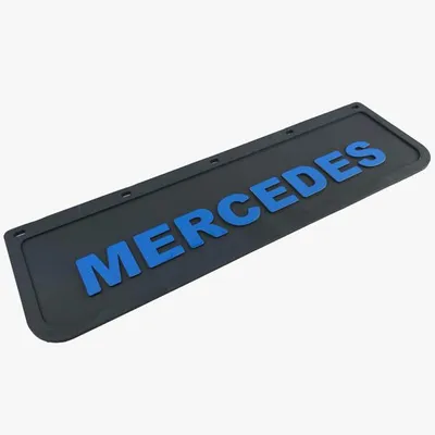 Produktbild von Schmutzfänger für vordere Stoßstange Mercedes blauer Schriftzug in Relief | 600mmx180mm