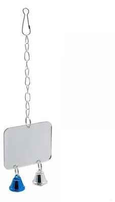 Produktbild von Vogelspiegel aus Acryl mit Seilstange und Glocke für Parkieten
