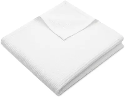 Produktbild von PolkaHome® Knuffeldecke 150 x 200 cm – 100% Baumwolle – Waffelmuster – Weiß – Knitterfrei und Atmungsaktiv – Waschbar bis 60°C