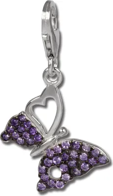 Produktbild von SilberDream Charm Anhänger Schmetterling lila Zirkonia 925 Echt Silber FC1045V