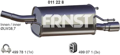 Produktbild von ERNST 011228 Endschalldämpfer für OPEL Corsa C Schrägheck (X01) Auspuff