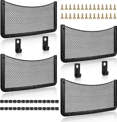 Produktbild von 4 Stück 42CM * 21CM Auto Aufbewahrungsnetz Kofferraum Netztasche Auto Organizer Car Aufbewahrungstasche Elastisch Kofferraum Aufbewahrung Netz