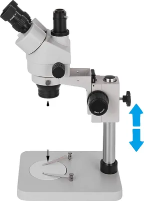 Obrázek produktu pro Stereomikroskop, otočný o 360°, trinokulární hlava se sklonem 45°, nastavitelné jednoramenné rameno, 3,5-90X (přidat 0,5x 2X)