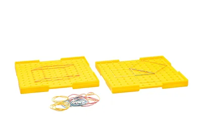 Produktbild von Geometriebrett doppelseitig gelb 23 cm - stapelbar - mit 25 Gummiringen im Polybeutel