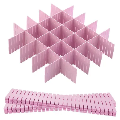 Schubladenteiler 12 Stück, verstellbar, 32,4x7 cm, rosa