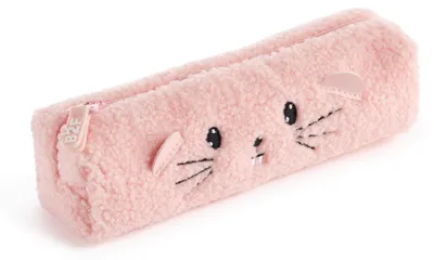 Image de Back2Fun - Étui à crayons effet peau de mouton, étui pour enfants avec fermeture éclair