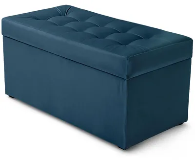 Produktbild von MG Design Polsterhocker Dunkelblau 45x90 cm - Stauraum 100L, bis 300 kg, sofort einsatzbereit, pflegeleicht, für Wohnzimmer & Flur