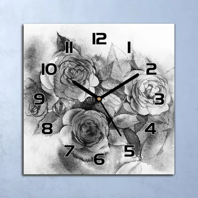 Produktbild von Wanduhr Echt-Glas-Küchenuhr Blumenstrauß Rosen Quarz 30x30 Deko Bilder