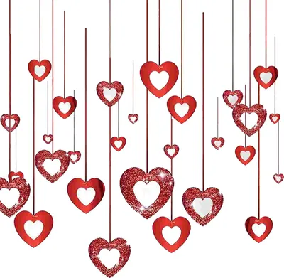 Produktbild von 40PCS H?ngende Herz Girlande Probuk Rot Valentinstag Glitter Heart Swirl h?ngende Dekoration Herzen Deko Banner Deckenh?nger Girlande fš¹r Jubil?um/Verlobung/Hochzeit/Geburtstag/Feiertagsfeier