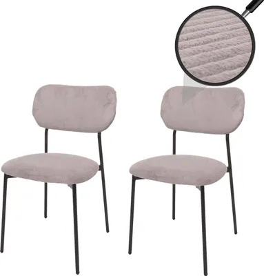 Produktbild von 2er-Set Esszimmerstuhl HWC-O26, Küchenstuhl Polsterstuhl Stuhl, Cord (330g/m²) Stoff/Textil Metall hellgrau