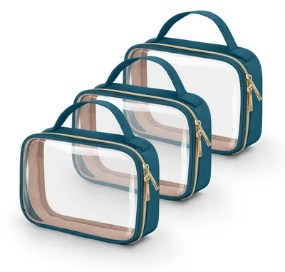 Image de Pochettes de toilette approuvées - Lot de 3 pochettes de maquillage transparentes
