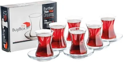 Produktbild von Set mit 12 türkischen Teetassen und Untertassen, arabische und persische Teetassen (120 ml) – Tulpenform, ideal für Feiern, Häuser und Hochzeiten