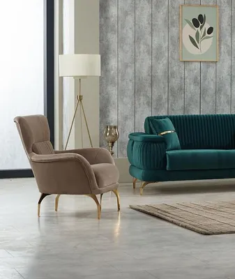 Obrázek produktu pro Čalouněné křeslo křeslo obývací pokoj jednomístné látka béžová sedací moderní nábytek