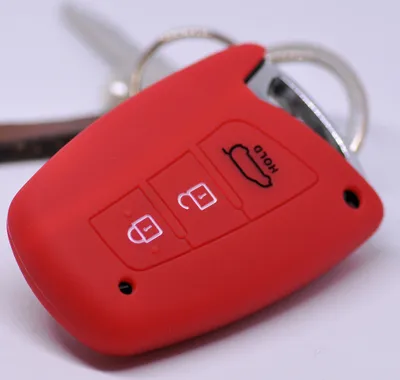 Produktbild von Auto Schlüssel Hülle Silikon Schutz Cover Rot kompatibel mit Hyundai Genesis Equus ix45 Grandeur Santa Fe Azera 3 Tasten KEYLESS SMARTKEY