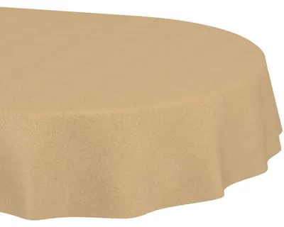 Produktbild von Tischdecke 140x220cm Oval Beige DanceDirty abwaschbar Leinenoptik wetterfest Falschuni Modern Schnittkante