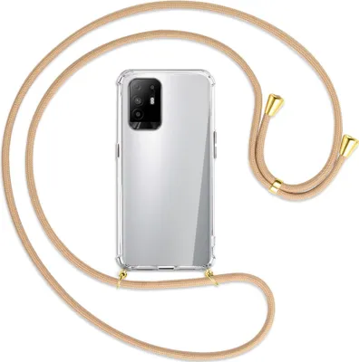 Produktbild von Handykette Backcover-Schutzhülle mit Band (Metall goldfarben) für Oppo A94 5G / F19 Pro+ 5G - beige