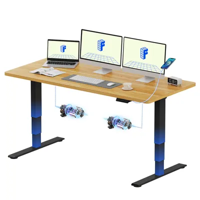 Produktbild von FLEXISPOT E5 Höhenverstellbarer Schreibtisch 160x80cm, Doppelmotor, 25MM EINTEILIGE TISCHPLATTE, USB-Anschluss, 120KG Tragkraft, Ahorn