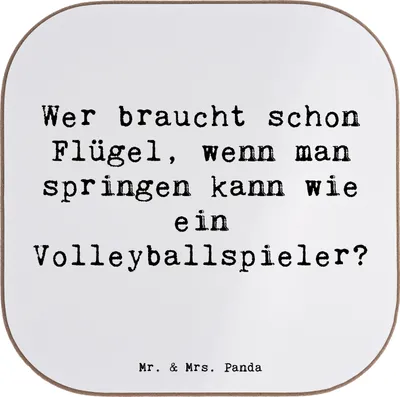 Produktbild von Mr. & Mrs. Panda Holzuntersetzer Spruch Volleyball Sprung - Weiß - Geschenk, Teamsport, Sport, Untersetzer Gläser, Teamarbeit, gläseruntersetzer, Sportler, Glas, Coaster