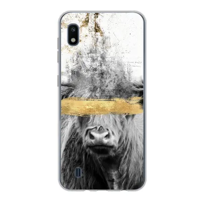 Produktbild von MuchoWow® Handyhülle Schutzhülle Hülle für Samsung Galaxy A10 Schottischer Highlander - Gold - Abstrakt Silikon Softcase Handy Hülle - Schutzhülle