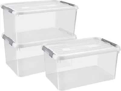 Produktbild von 3 curver HANDY Aufbewahrungsboxen 50,0 l transparent 60,0 x 40,0 x 29,0 cm