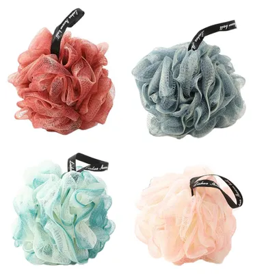 Produktbild von Duschschwamm 50 g – 4er-Pack, weicher Nylon-Netzschwamm für Körperwäsche, Duschpeeling zur Reinigung