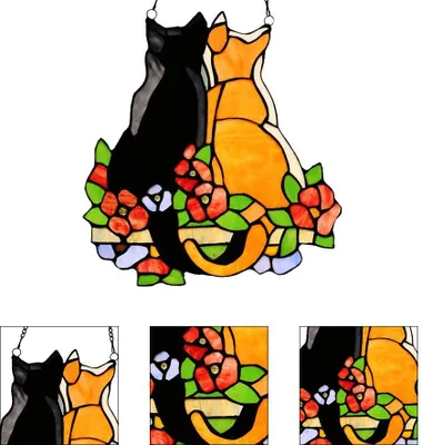 Obrázek produktu pro Vitráže Kočky Okenní panel Vitráže Suncatcher Závěsné ozdoby Domácí dekorace