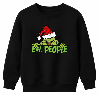 Obrázok produktu pre EW. PEOPLE Christmas grinch sarkastický vianočný darček uni detská mikina, čierna, 140