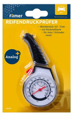 Obrázok produktu pre Analogový merač tlaku v pneumatikách, merací rozsah 0,5 – 5 bar