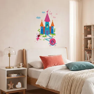 Image de Autocollants muraux décoratifs sur le thème des châteaux et des princesses