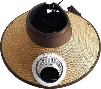 Produktbild von Sonnenhut mit breiter Krempe und integriertem Ventilator, Strohhut mit Sonnenblende für den Sommer, ideal für Camping, Angeln und Wandern. Mit solar-/USB-betriebenem Ventilator.
