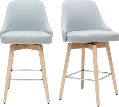 Produktbild von Miliboo - Barhocker HASTA skandinavisches Design hellgrauer Bezug H65 cm (2er-Set)