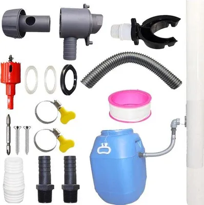 Immagine prodotto di Raccoglitore di acqua piovana per grondaia, sistema efficiente, completo