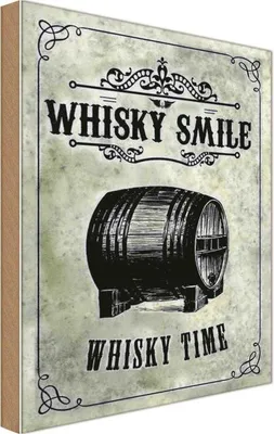 Produktbild von vianmo Holzschild 30x20 cm Alkohol Whisky Smile Whisky Time