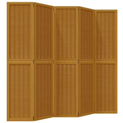 Immagine prodotto di Divisorio Ambienti 5 Pannelli Marrone Legno Massello Paulownia