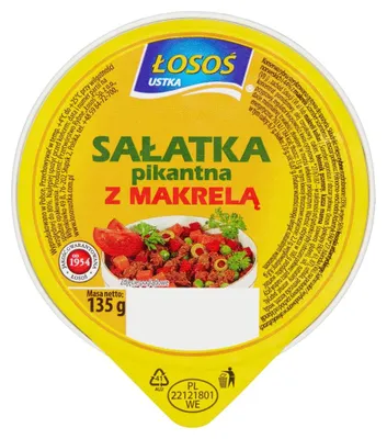 Zdjęcie produktu dla Sałatka pikantna z makrelą Łosoś Ustka 0,135 kg