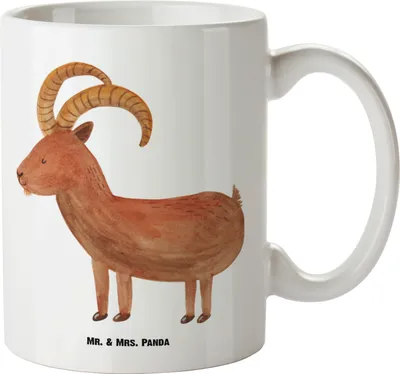 Produktbild von Mr. & Mrs. Panda Pott Sternzeichen Steinbock - Weiß - Geschenk, jumbotasse, Kaffeepott, weisse tasse, Teepott, Geburtstag Dezember, Keramiktasse, Steinböcke, steingut