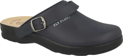 Produktbild von Fly Flot Damen Hausschuhe Leder Clogs Fersenriemen flach 320631 , Größe:40 EU, Farbe:Blau