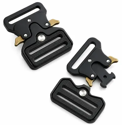 2 Gürtelschnallen, verstellbar, 38 mm, schwarz, Metall