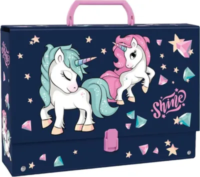 Imagen del producto de Carpeta con asa, tamaño A4/95 mm, gruesa, diseño de unicornio, modelo 14