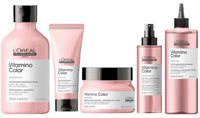 Produktbild von Loreal Vitamino Color Shampoo 300ml + Loreal Vitamino Color Conditioner 200ml + Loreal Vitamino Color Mask 250ml + Loreal Vitamino Color 10in1 190ml + Loreal Vitamino Color Acidic Treatment 400ml NEW