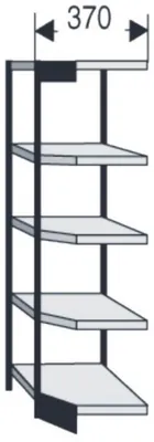 Produktbild von Büroregal Progress 2000 Ecke 67x30x190cm 5 Böden o. Rückwand schwarz/lichtgrau