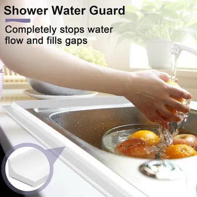 Wasserschutz Dusch - 200*2*1,2 cm Selbstklebende Wasserstop - Wasserstop Duschschwelle - Badezimmerdrempel - Küchenspüle