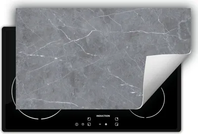 Produktbild von DarHaus Herdabdeckplatte 90x52 cm Anti Rutsch Matte Aufrollbar, grau - Marmor