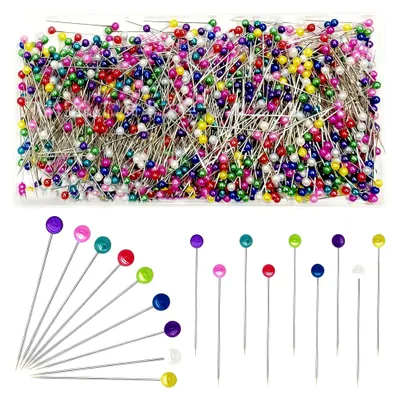 Produktbild von Stück Stecknadeln mit Kopf, 38 mm Edelstahl Stecknadeln, Bunt Glaskopfnadeln, Pin Nadeln mit Transparent Kunststoffbox für DIY, Schmuckteile, Nähen und Säumen