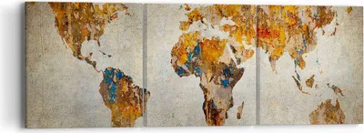 Produktbild von Bild auf Leinwand - Leinwandbild - Welt Karte Kontinente Geographie - 90x30cm - Wand Bild - Wanddeko - Leinwanddruck - Bilder - Kunstdruck - Wanddekoration - Leinwand bilder - Wandkunst - CA90x30-2783